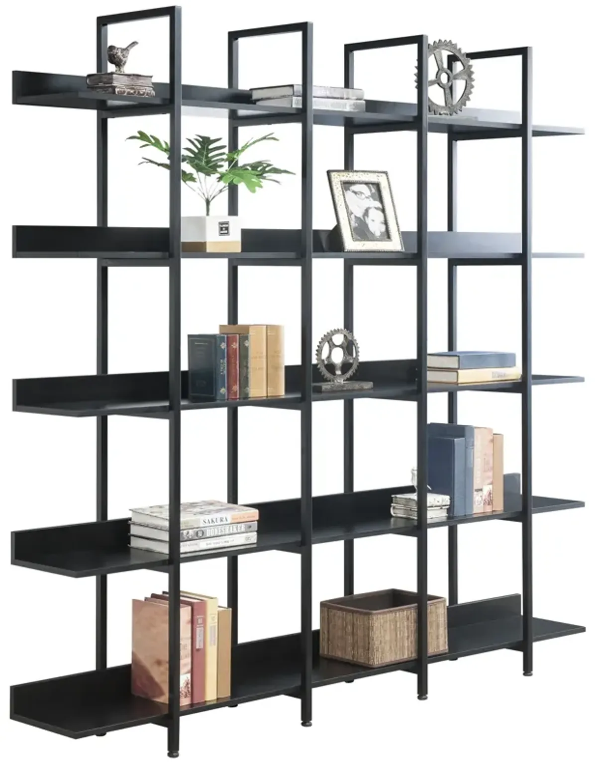 Gewnee 5 Tier Bookcase Home Office Bookshelf