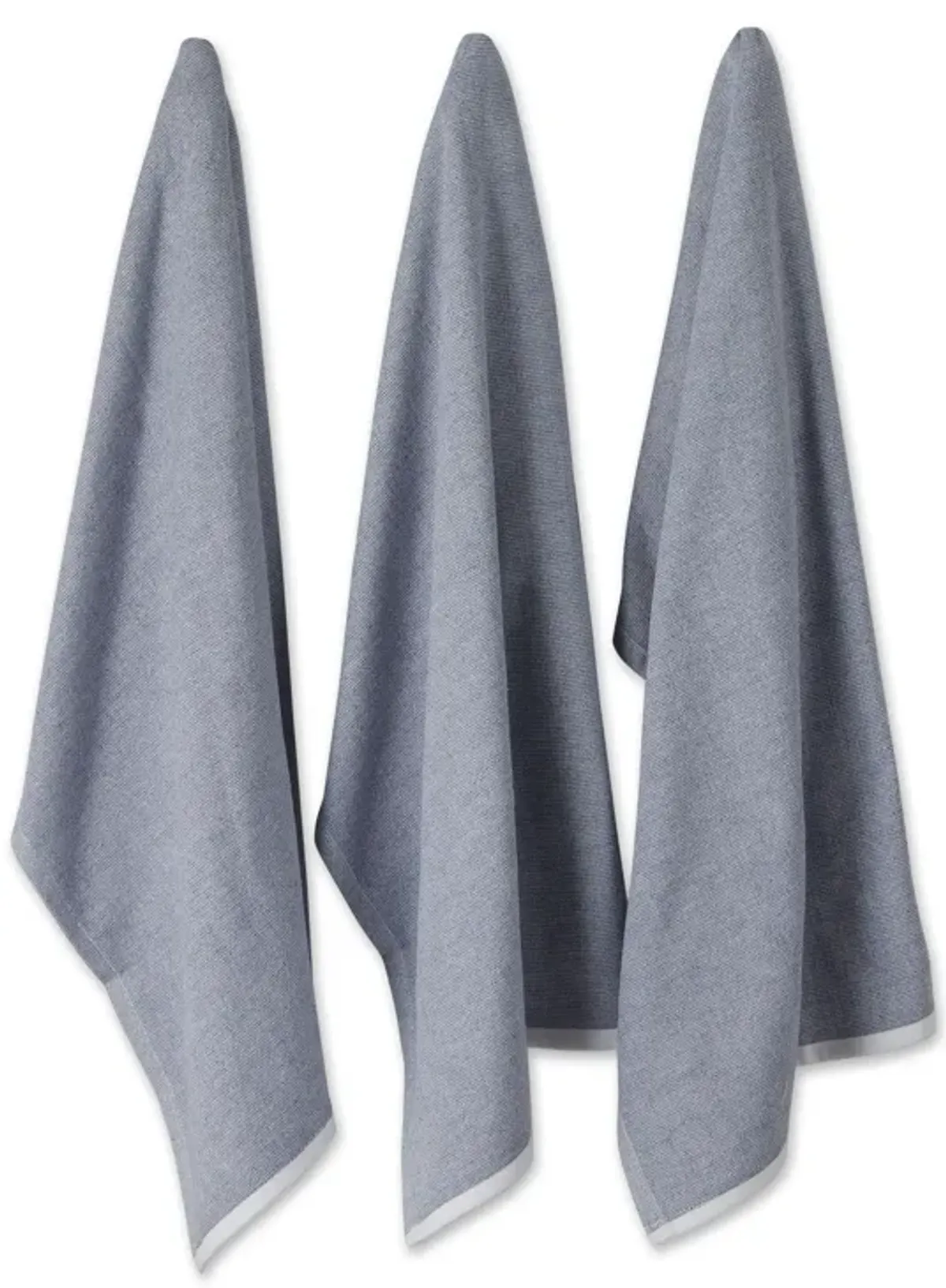 Set of 3 French Blue French Terry Chambray Solid Dish Towel  28"