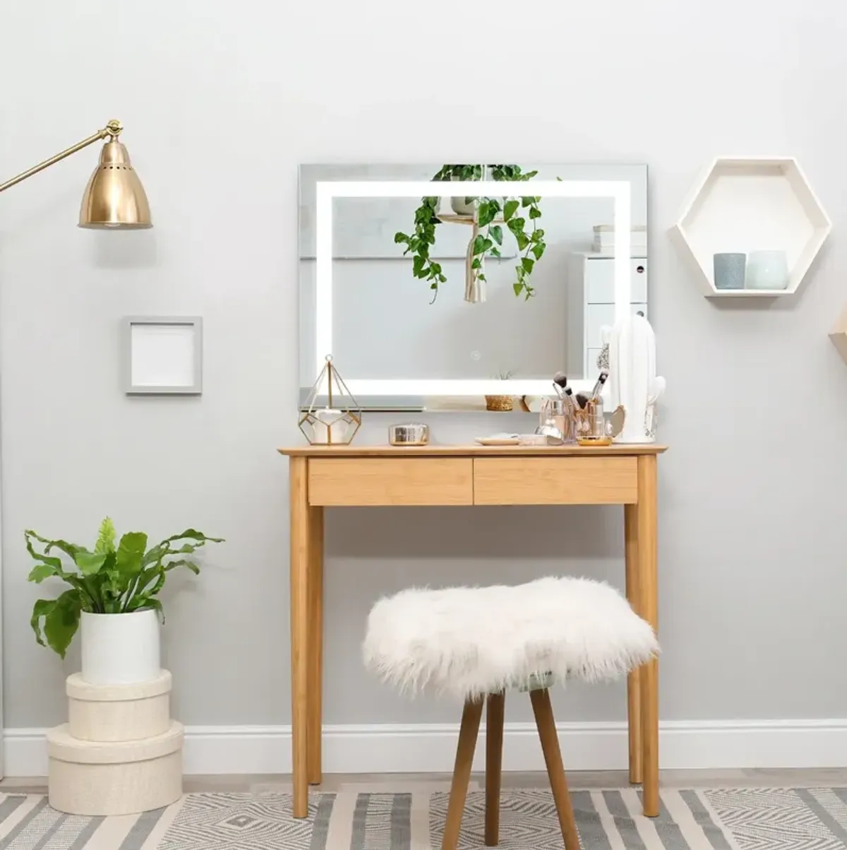 Smart Bathroom Mirror: 32x24" LED Wall-Mounted Vanity with Touch Controls