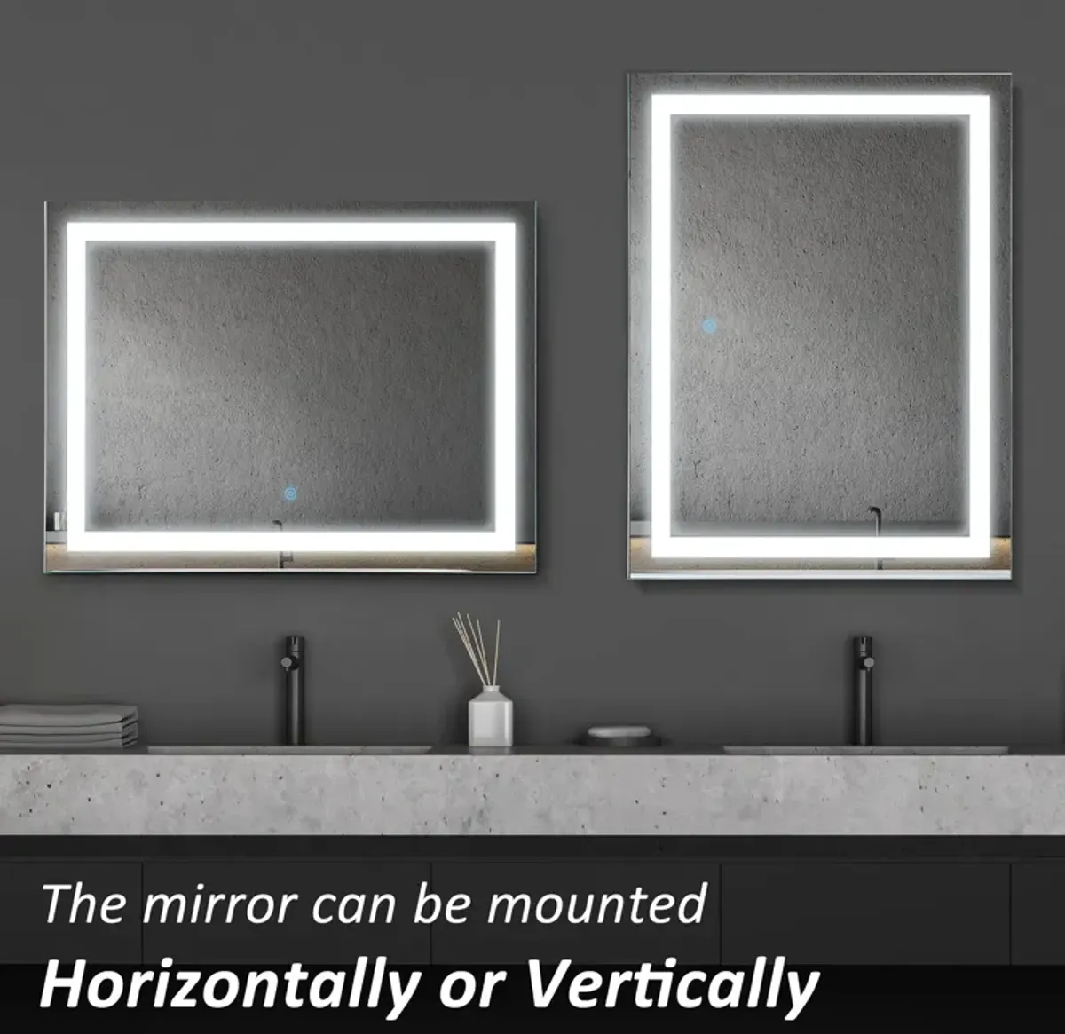 Smart Bathroom Mirror: 32x24" LED Wall-Mounted Vanity with Touch Controls