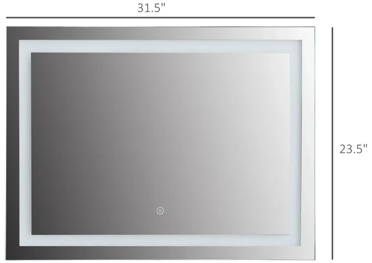 Smart Bathroom Mirror: 32x24" LED Wall-Mounted Vanity with Touch Controls