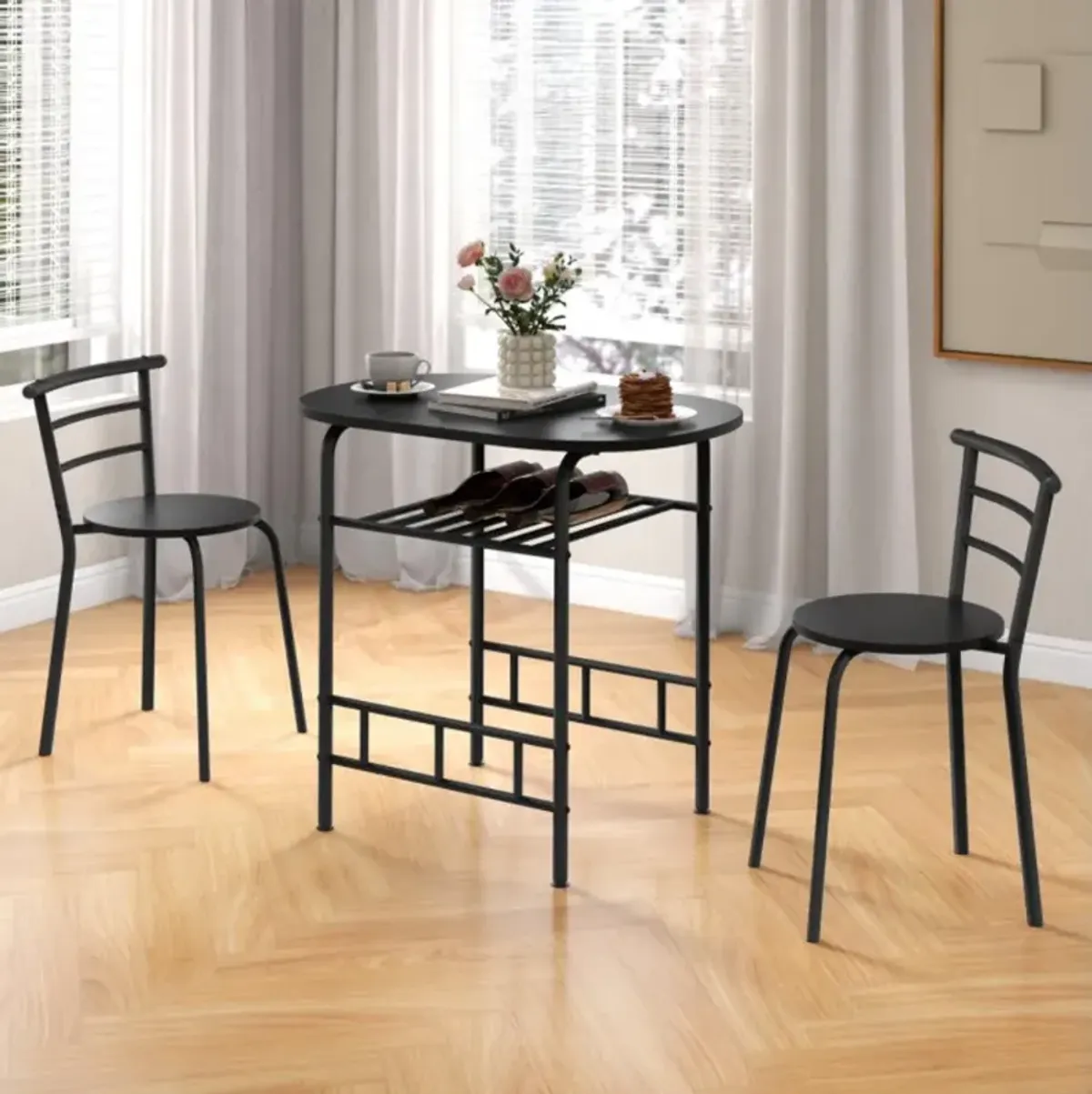 Hivvago 3-Piece Space-Saving Bistro Set for Kitchen and Apartment