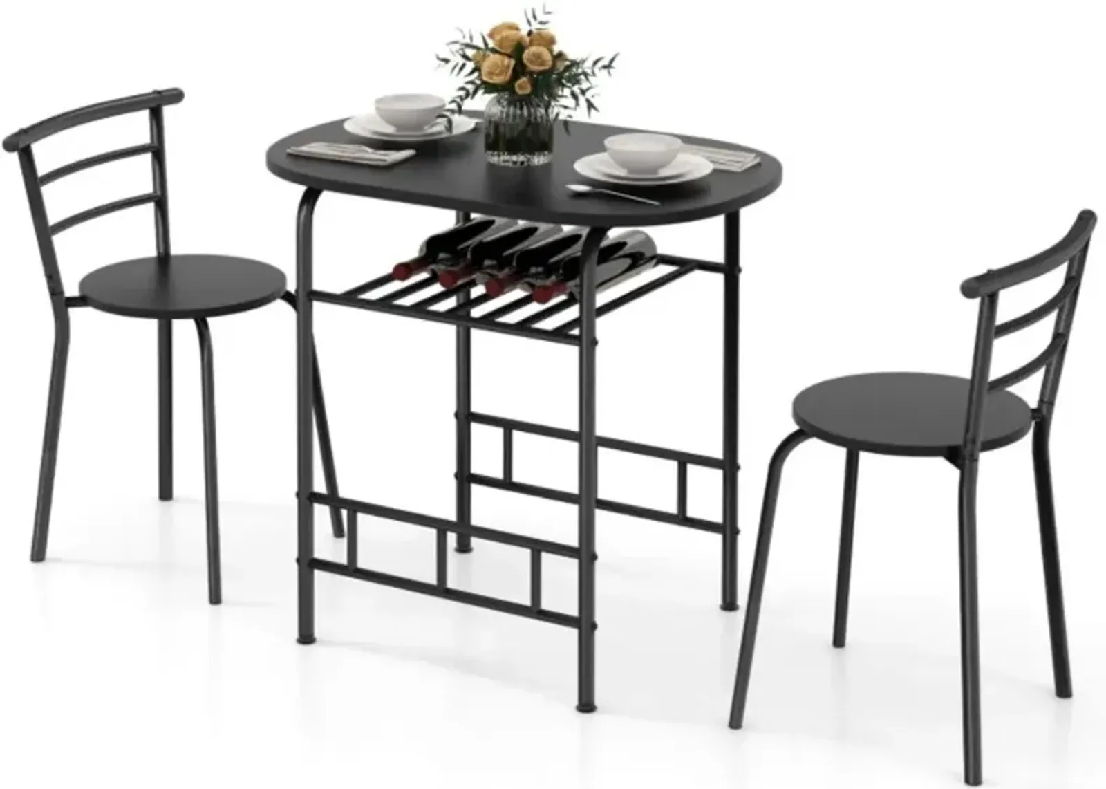 Hivvago 3-Piece Space-Saving Bistro Set for Kitchen and Apartment