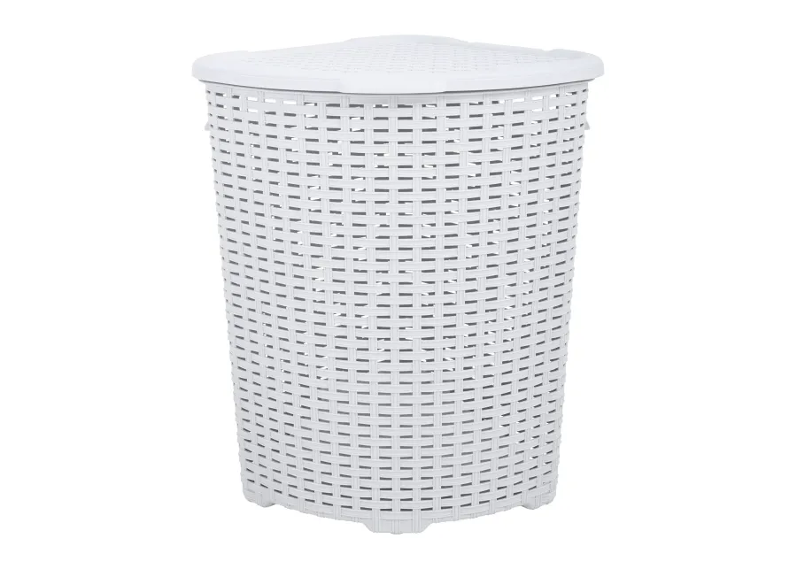 52 L Wicker Corner Hamper, White Smoke