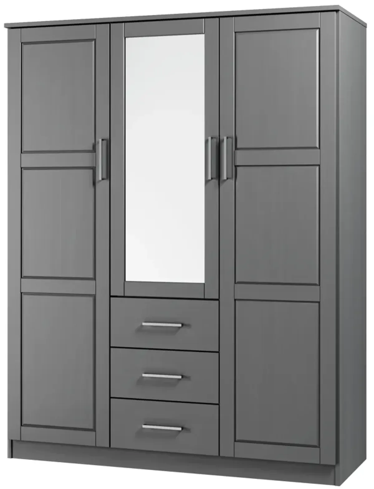 100% Solid Wood Cosmo 3-Door Wardrobe with Mirrored Door