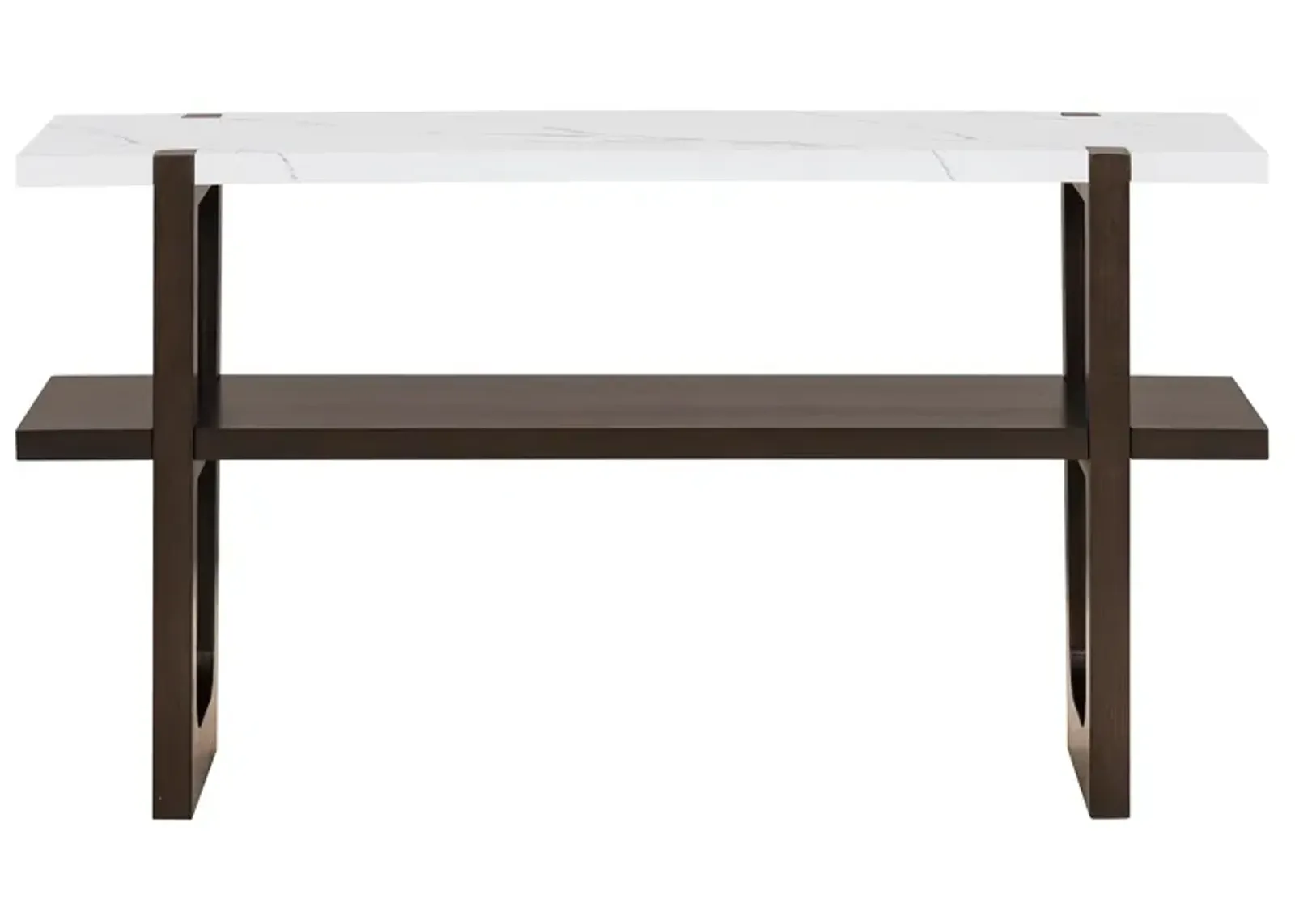 Merax Retro Elegant Console Table with Marble-Effect Top