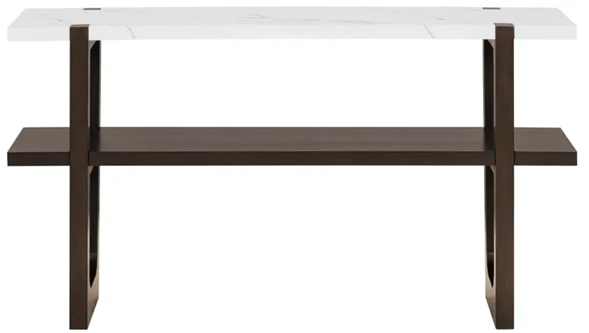 Merax Retro Elegant Console Table with Marble-Effect Top