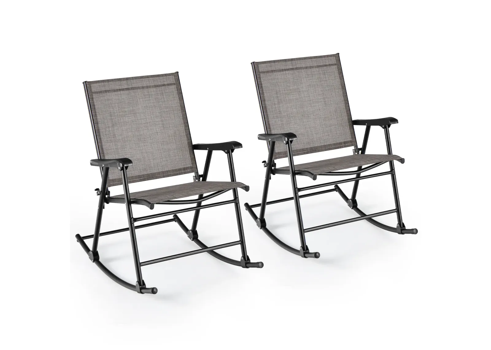 Set of 2 Folding Rocking Chair with Breathable Seat Fabric-Set of 2