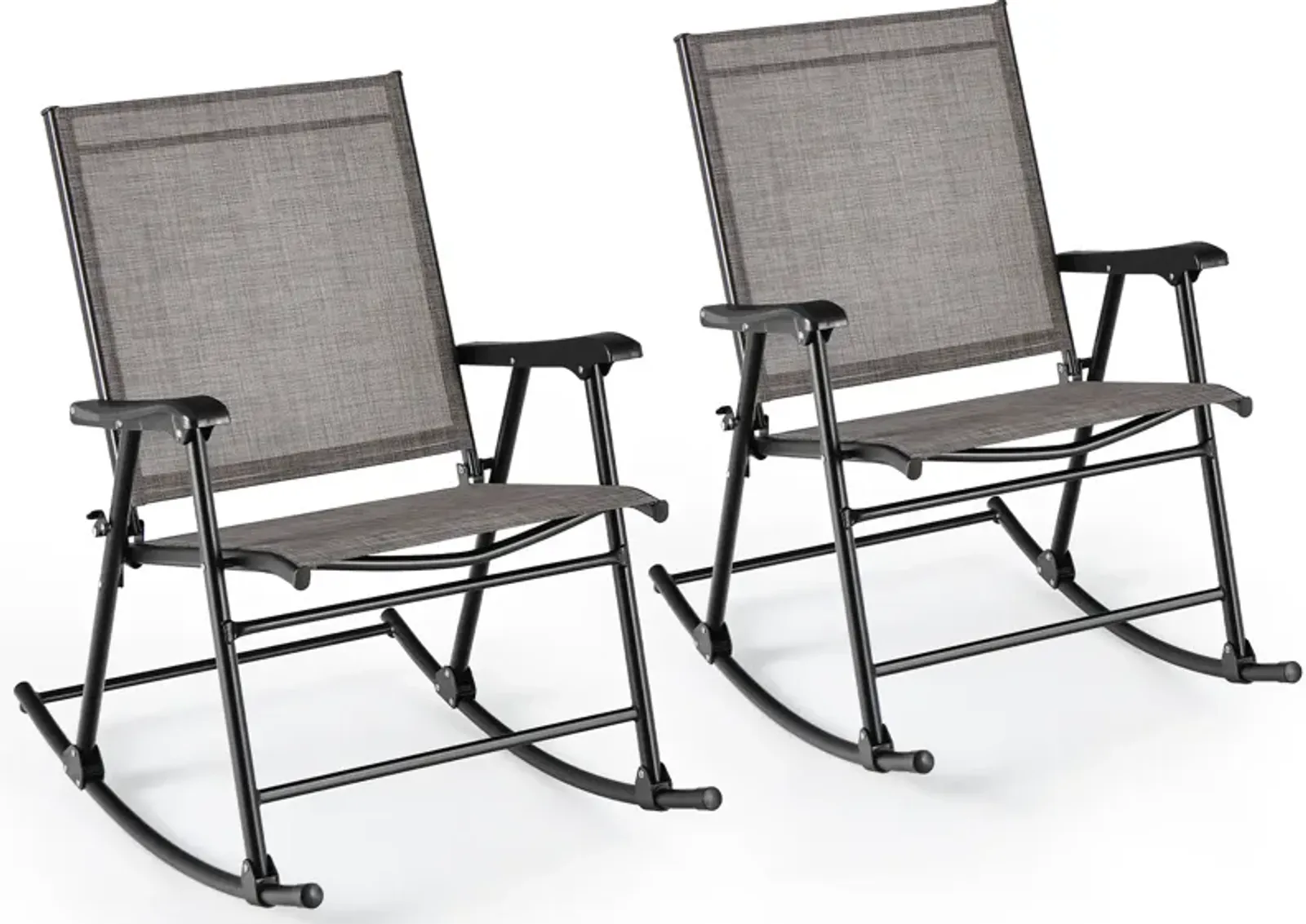 Set of 2 Folding Rocking Chair with Breathable Seat Fabric-Set of 2