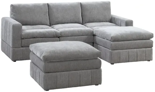 Streamdale Contemporary 5 Piece Modular Sectional Set in Granite Morgan Fabric