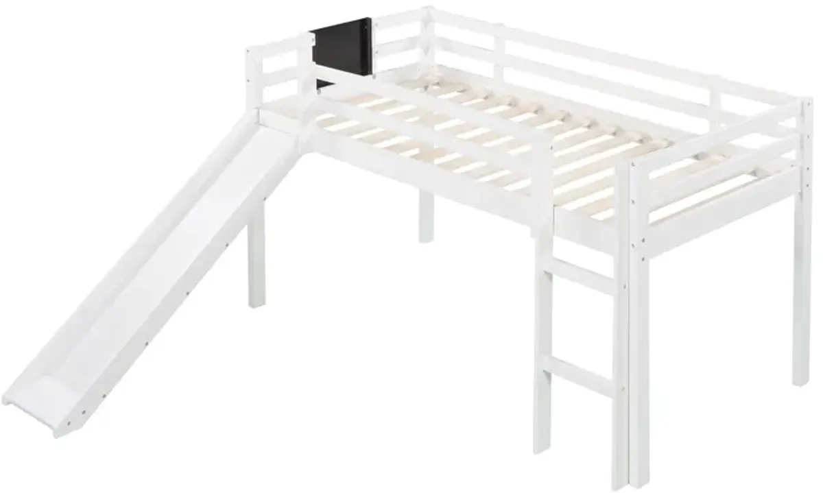 Merax Loft Bed Wood Bed with Slide