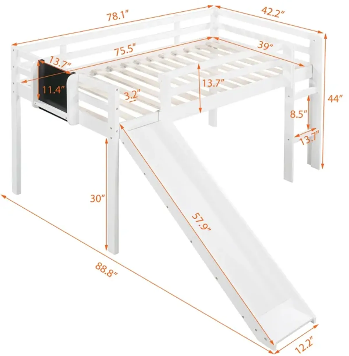 Merax Loft Bed Wood Bed with Slide