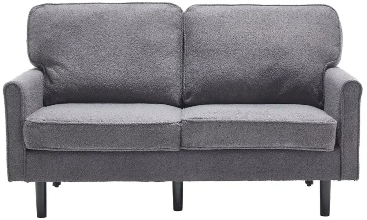 Mondawe Bouclé Loveseat Sofa, 2 Seater Small Sofa Couches with USB & Removable Pillow Cover