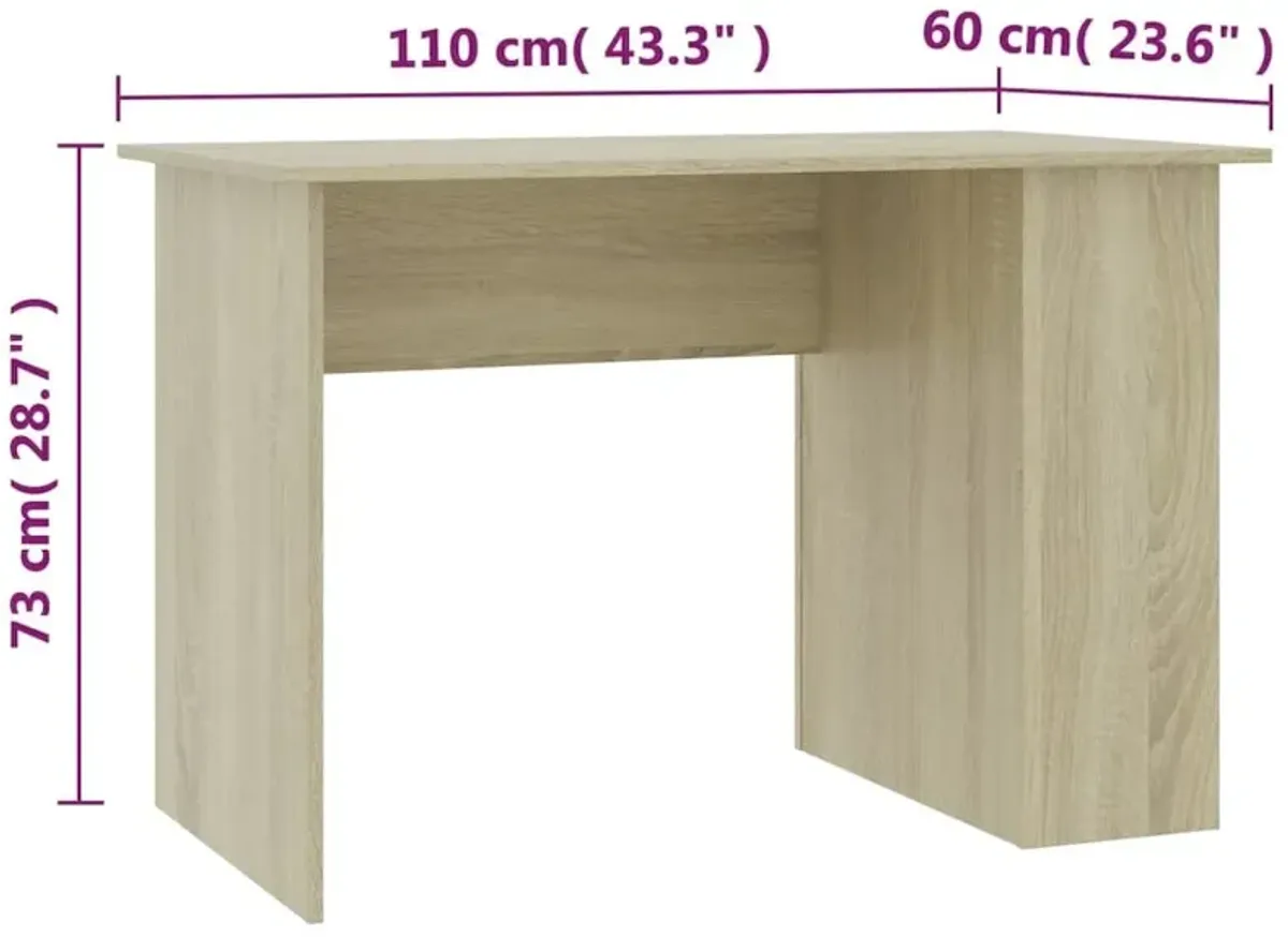 vidaXL Desk Sonoma Oak 43.3"x23.6"x28.7" Chipboard, 800579