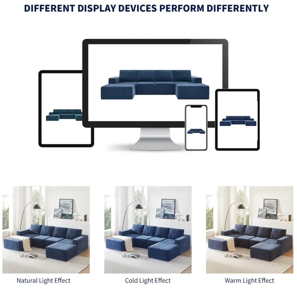 MONDAWE Modular U Shaped Sectional Sofa,Luxury Chenille Floor Couch Set,Upholstered Indoor Furniture,Foam-Filled Sleeper Sofa Bed