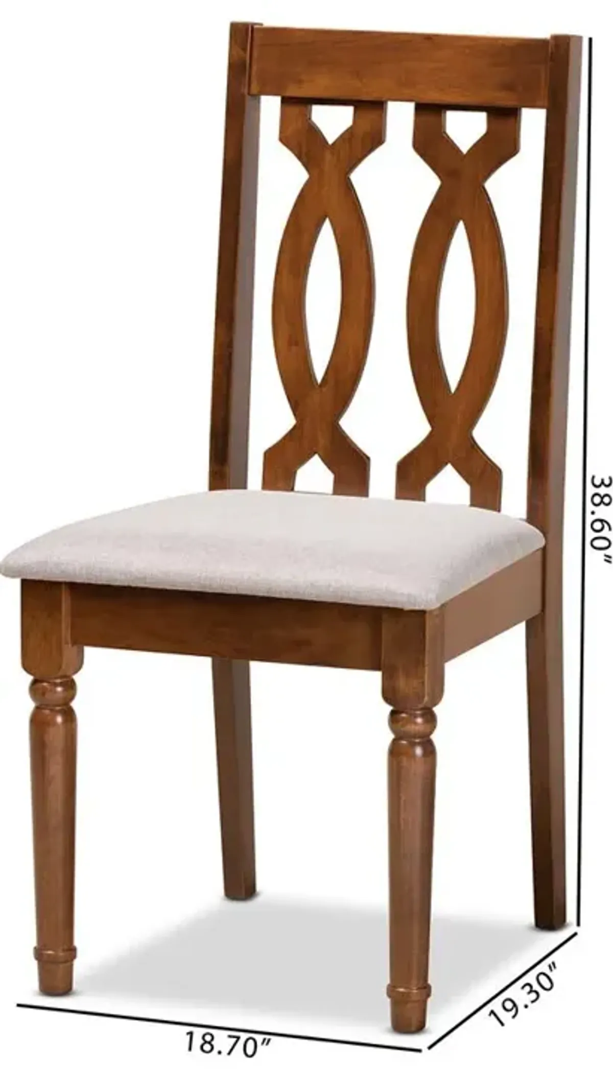 Grey Fabric Upholstered and Walnut Brown Finished Wood 2-Piece Dining Chair Set