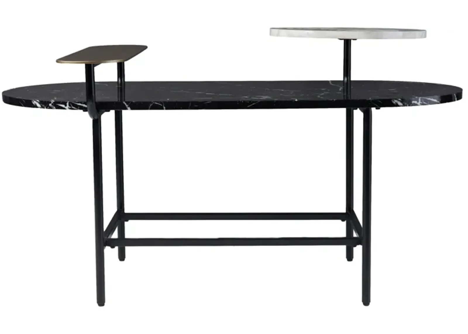 Homezia 42" Black Manufactured Wood And Metal Free Form Coffee Table