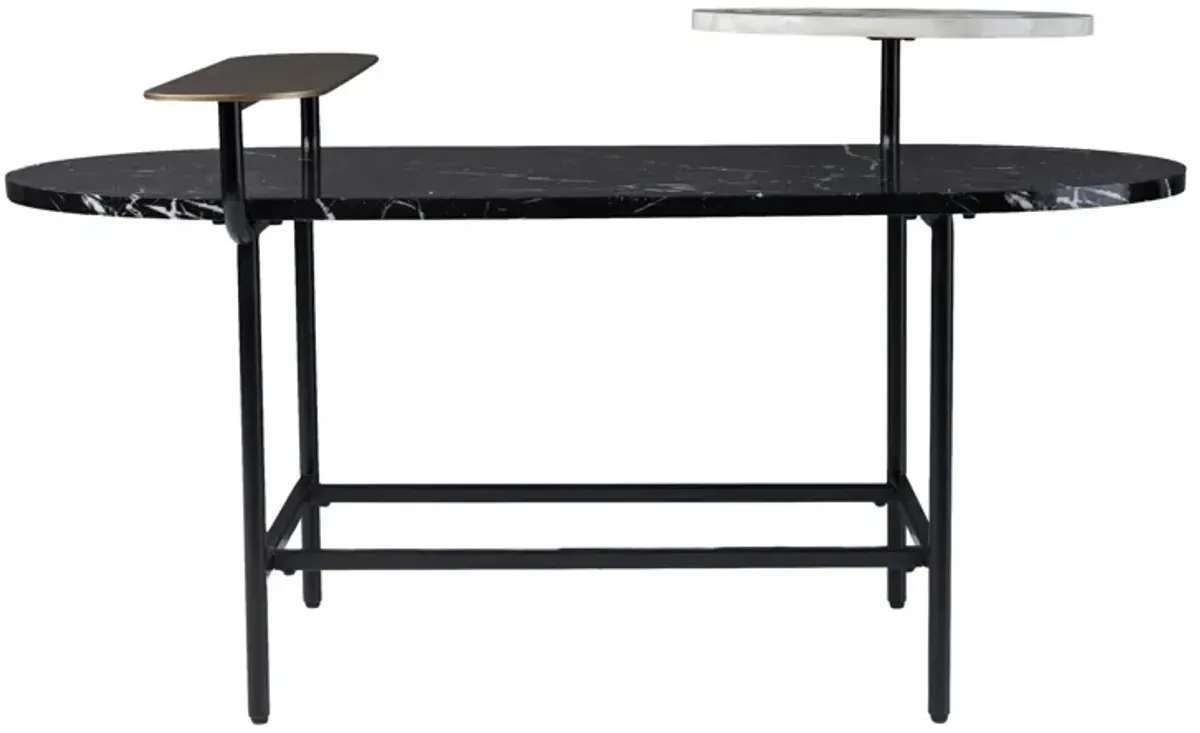 Homezia 42" Black Manufactured Wood And Metal Free Form Coffee Table