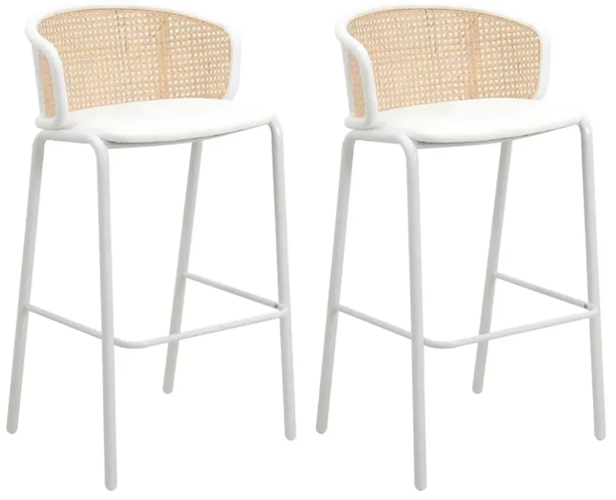 LeisureMod Seat and White Powder Coated Steel Frame, Set of 2