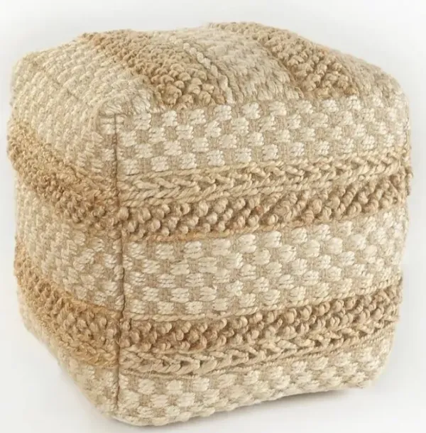 Hivvago 18 Inch Tan Striped Pouf Ottoman