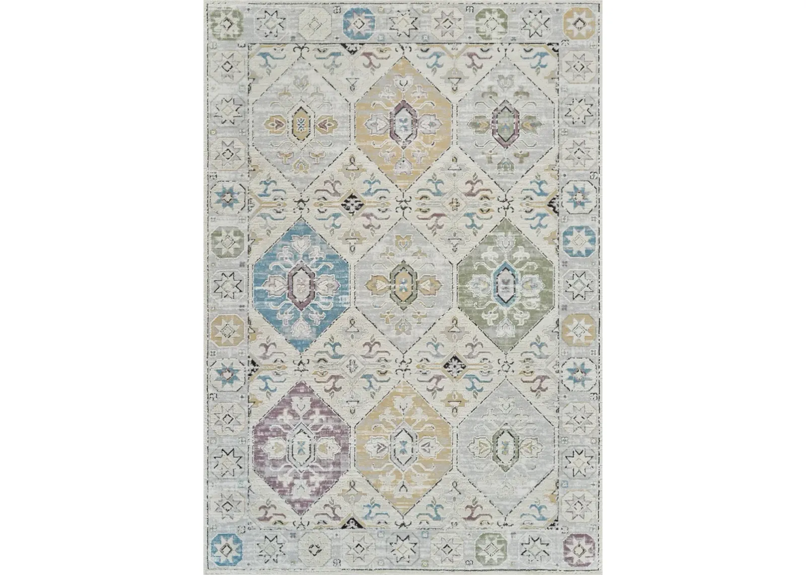 Nomad Vintage Boho Beige Grey Indoor Area Rug