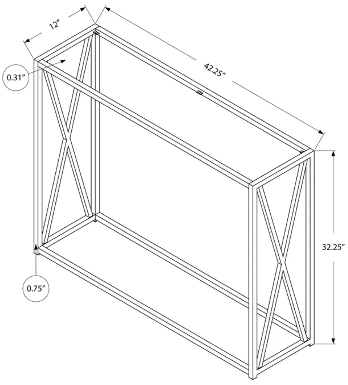 Monarch Specialties I 3446 Accent Table, Console, Entryway, Narrow, Sofa, Living Room, Bedroom, Metal, Tempered Glass, Gold, Clear, Contemporary, Modern