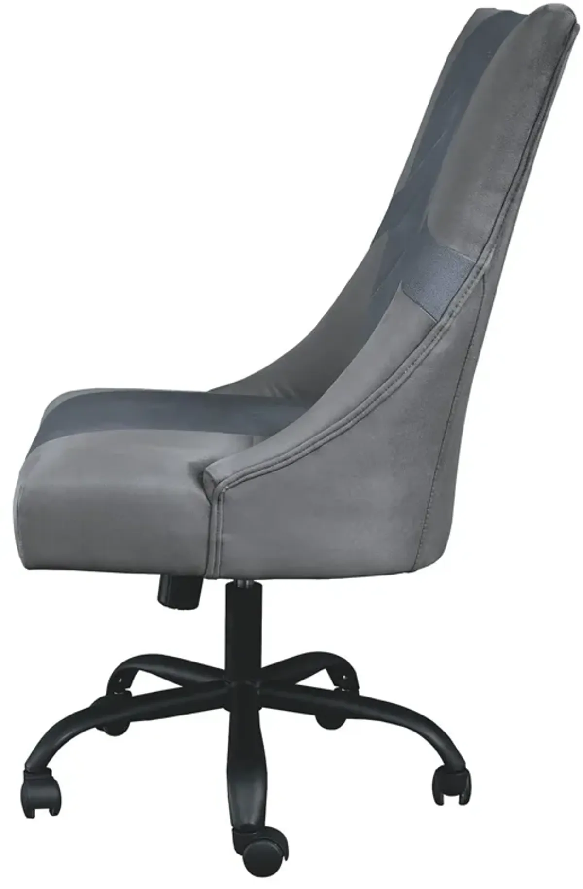 Leatherette Wooden Frame Swivel Gaming Chair, Gray and Black - Benzara