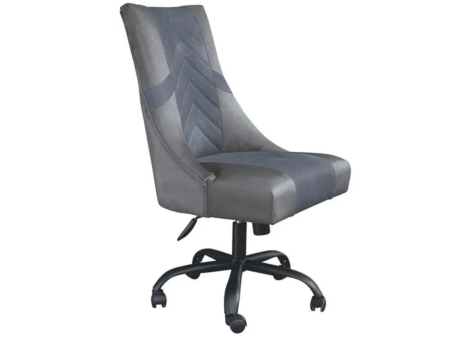 Leatherette Wooden Frame Swivel Gaming Chair, Gray and Black - Benzara