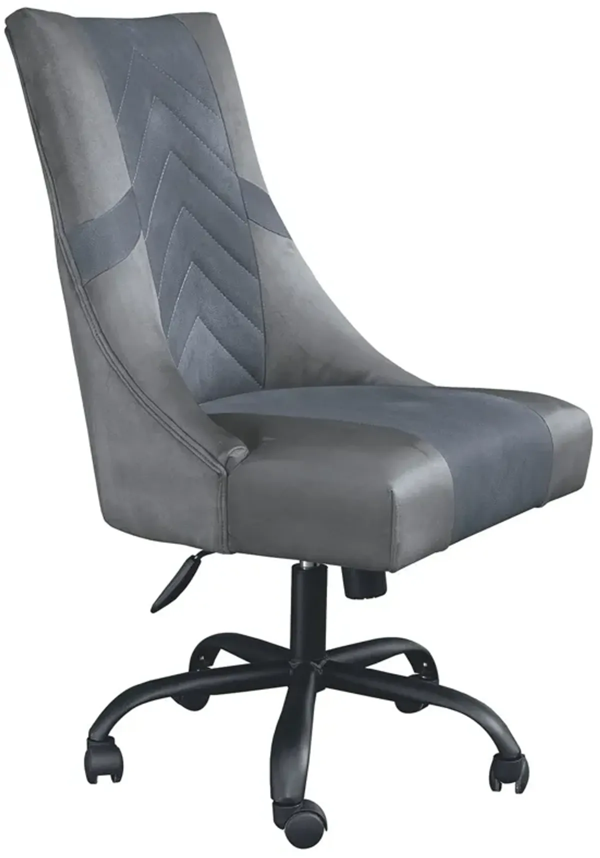 Leatherette Wooden Frame Swivel Gaming Chair, Gray and Black - Benzara