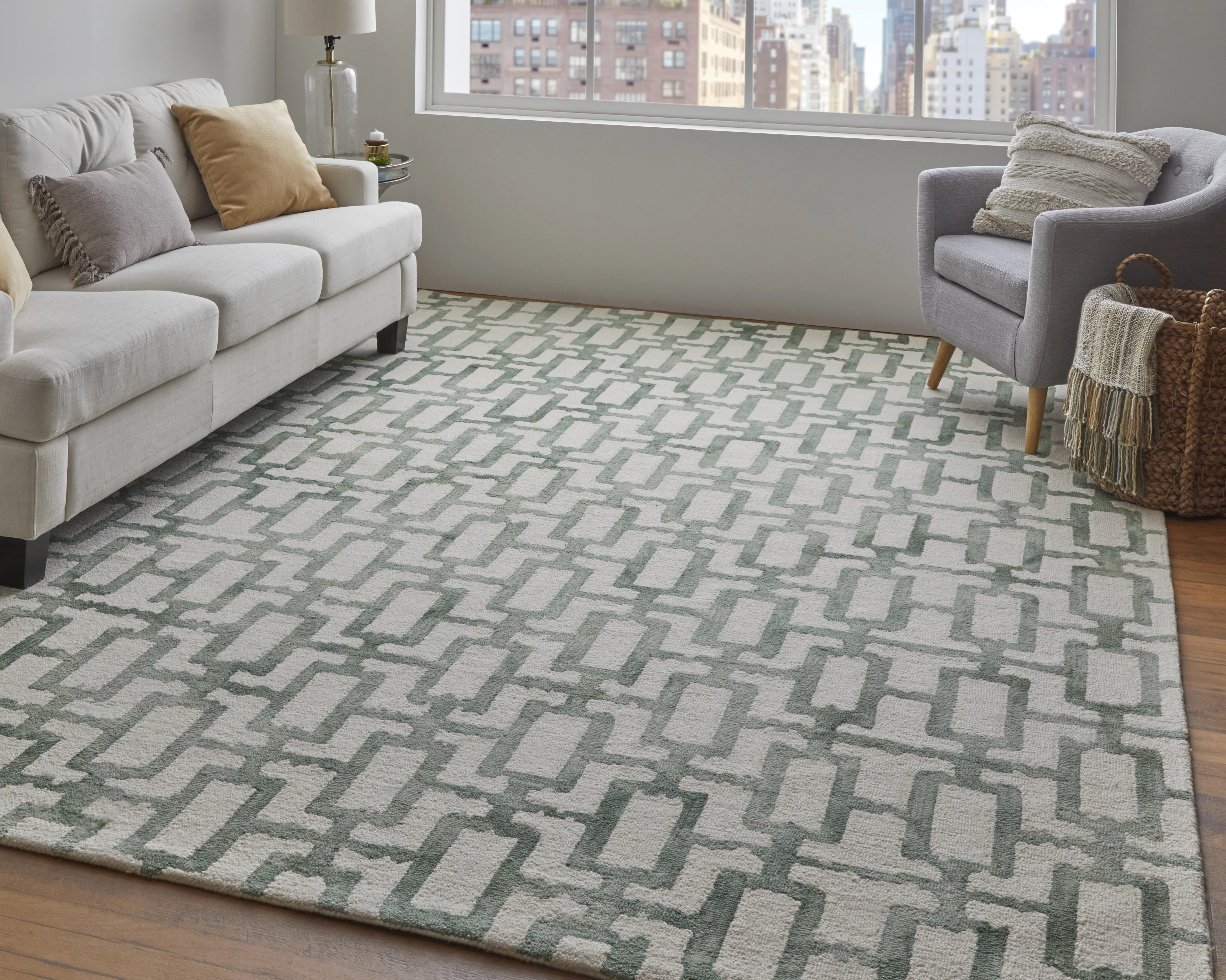 Lorrain 8919F Ivory/Green 5' x 8' Rug