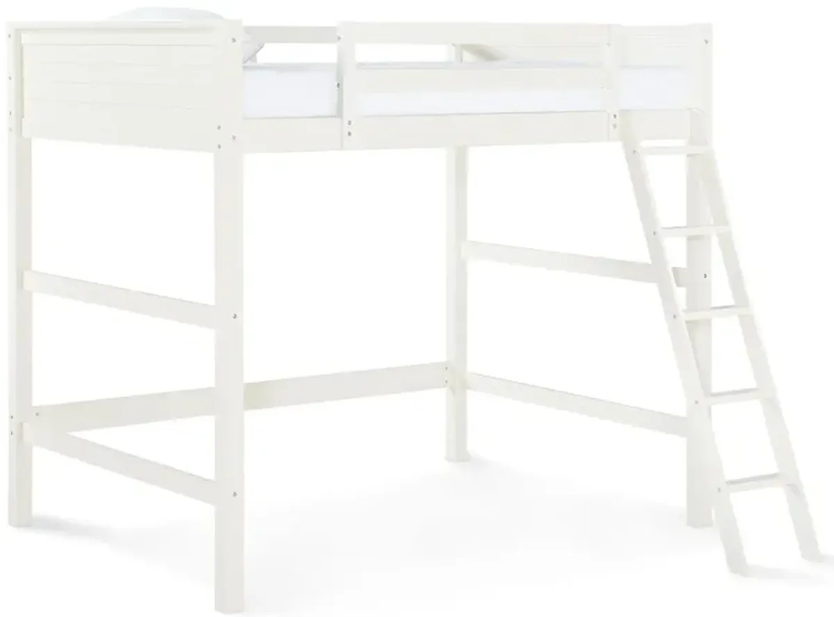 DHP Carlson Full Size Wooden Loft Bed with Ladder and Safety Railings