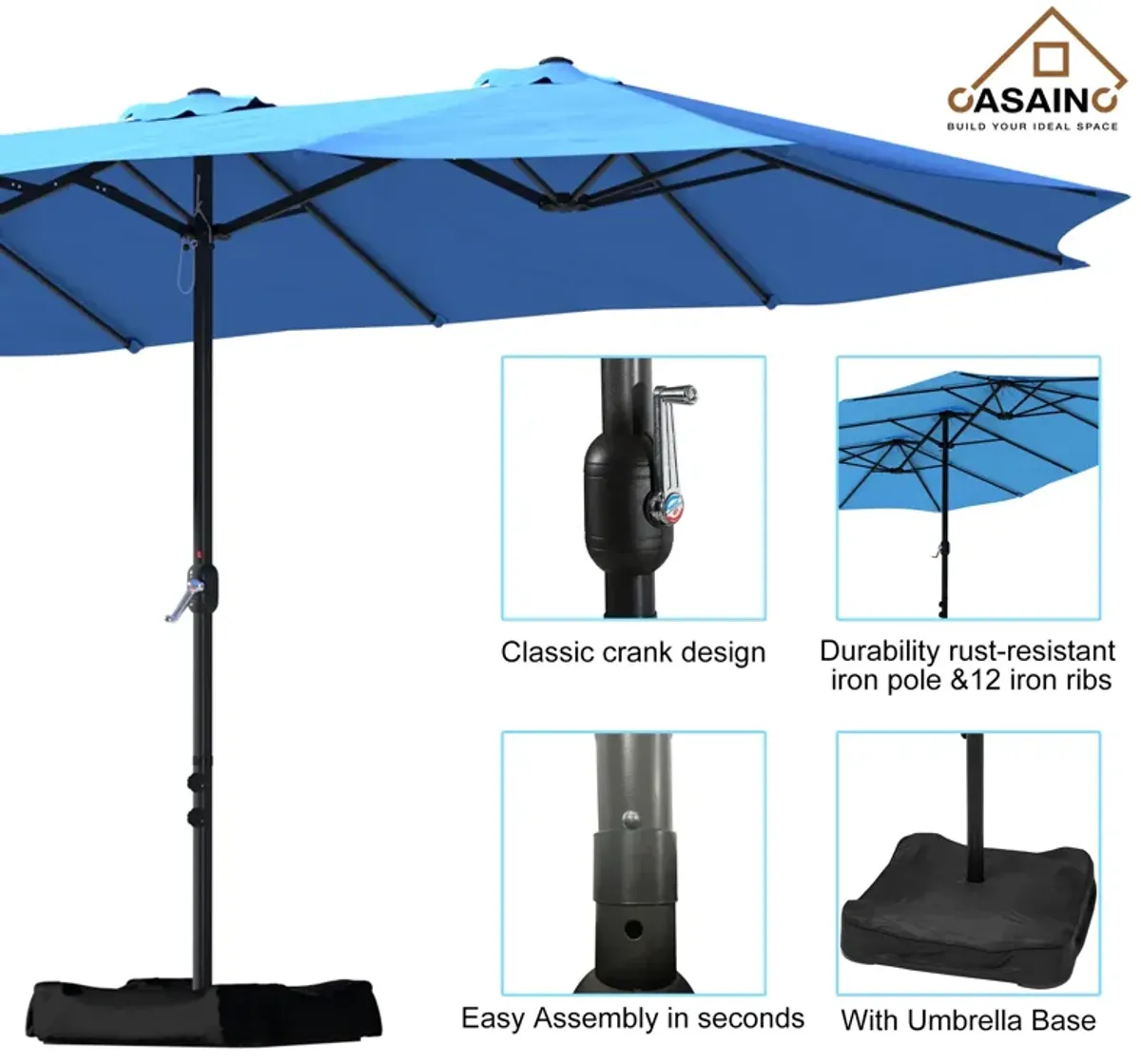 15ft Patio Maket Umbrella with base