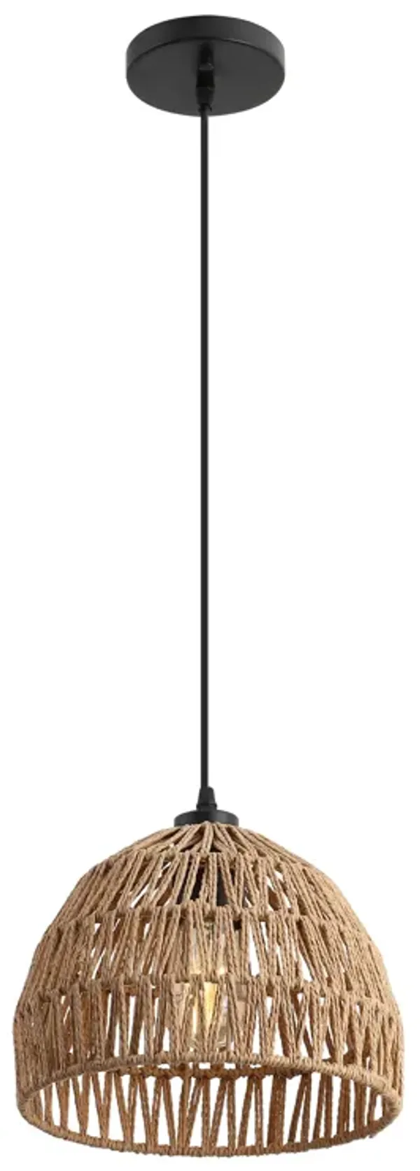 Campana Bohemian Modern Woven Rattaniron LED Pendant