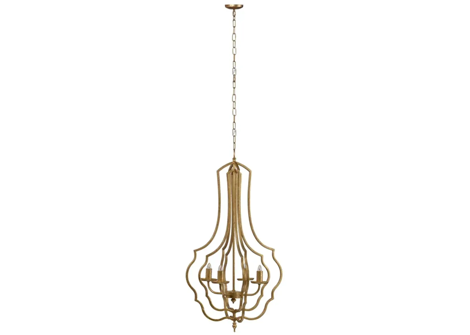 35" Gold and Clear Antique Style Four-Light Chandelier