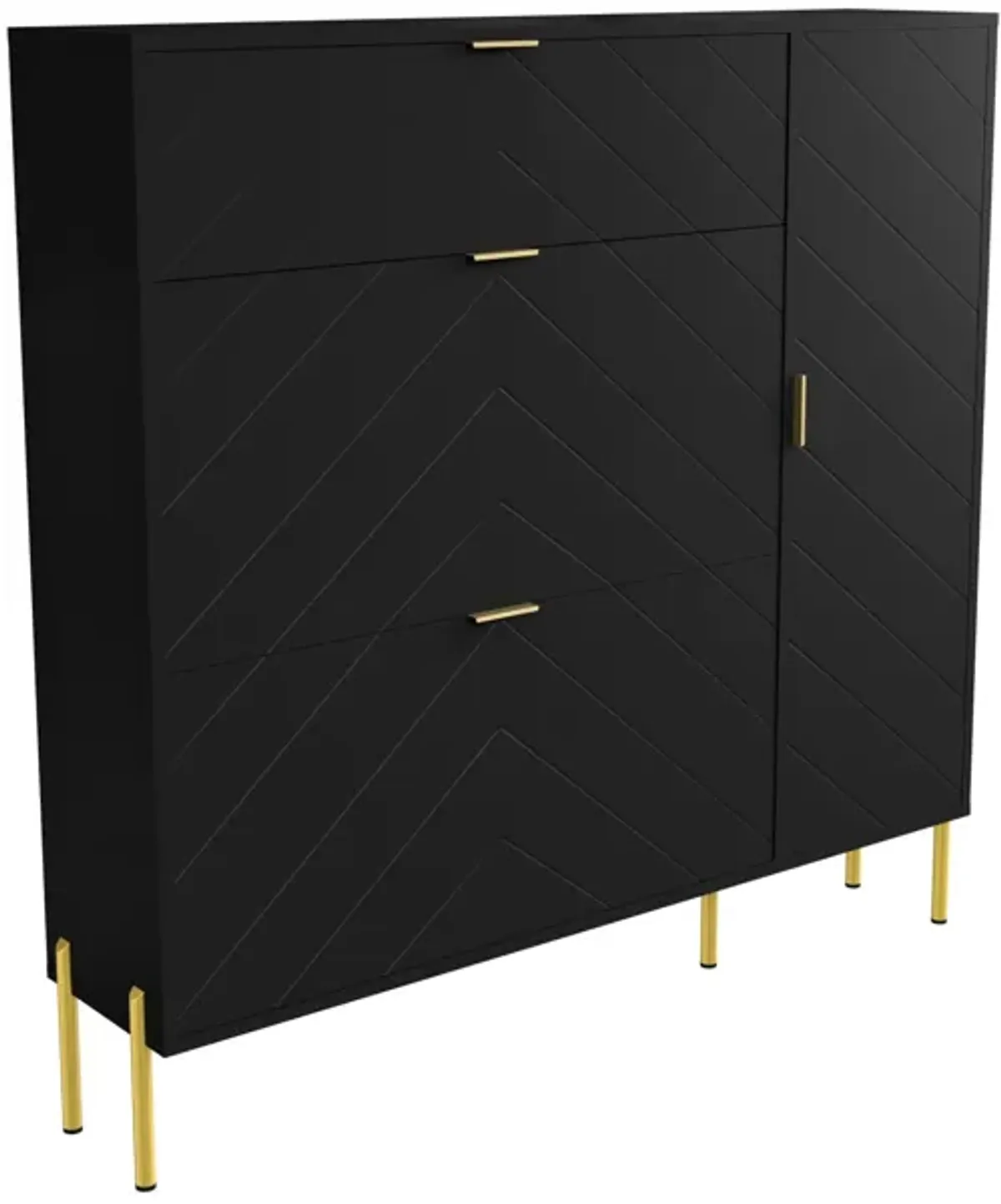 49.21 in. H Wood Shoe Storage Cabinet with Flip-Up Drawers Adjustable Shelf