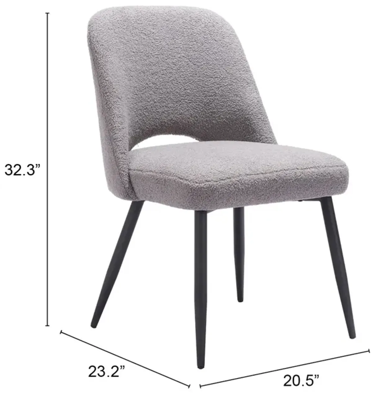 Teddy Dining Chair (Set of 2) Gray