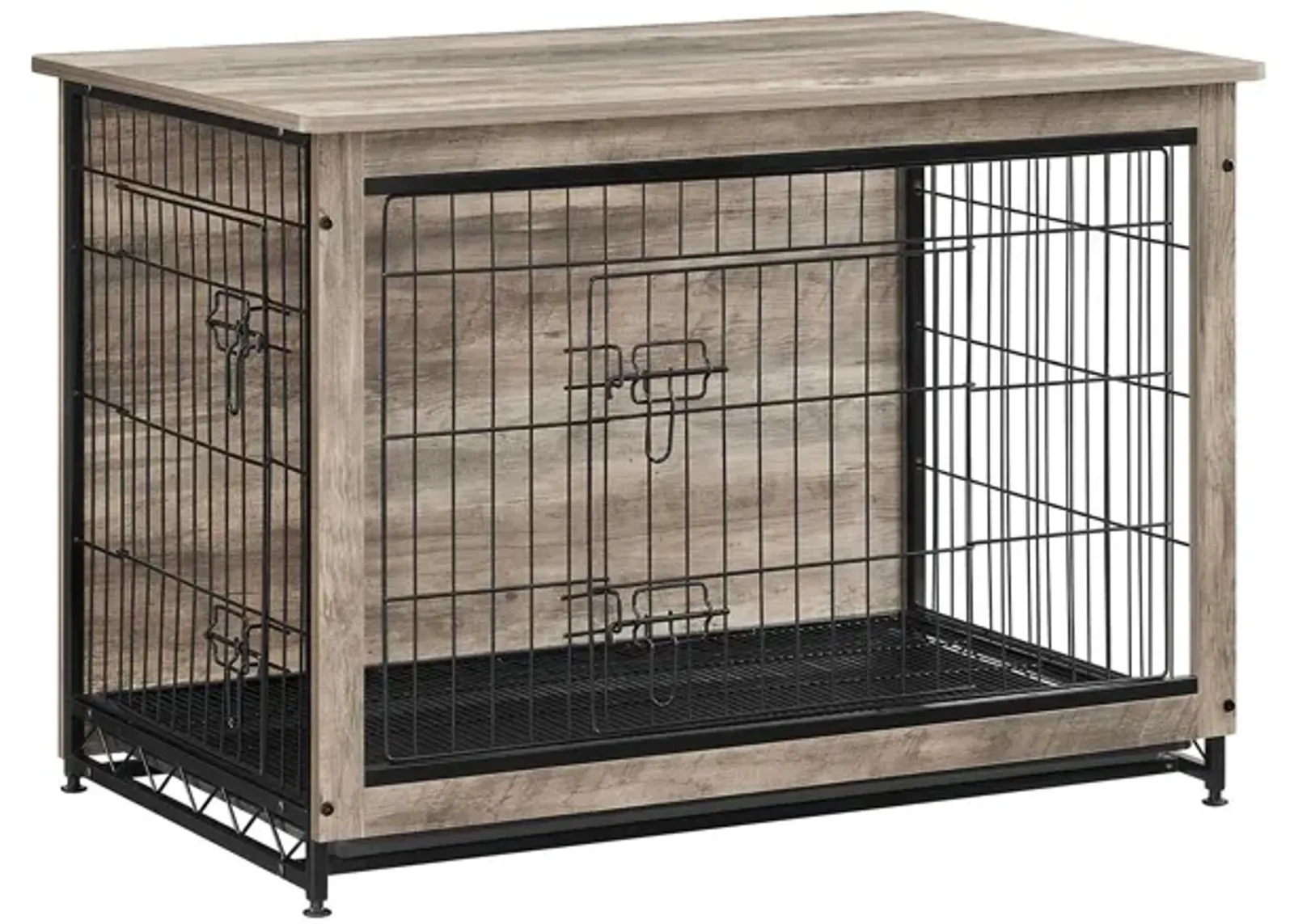 Wooden Dog Crate End Table - Indoor Pet Crate with Removable Tray