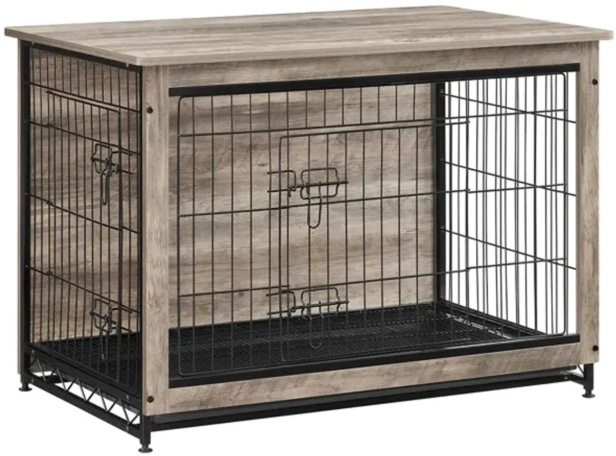 Wooden Dog Crate End Table - Indoor Pet Crate with Removable Tray