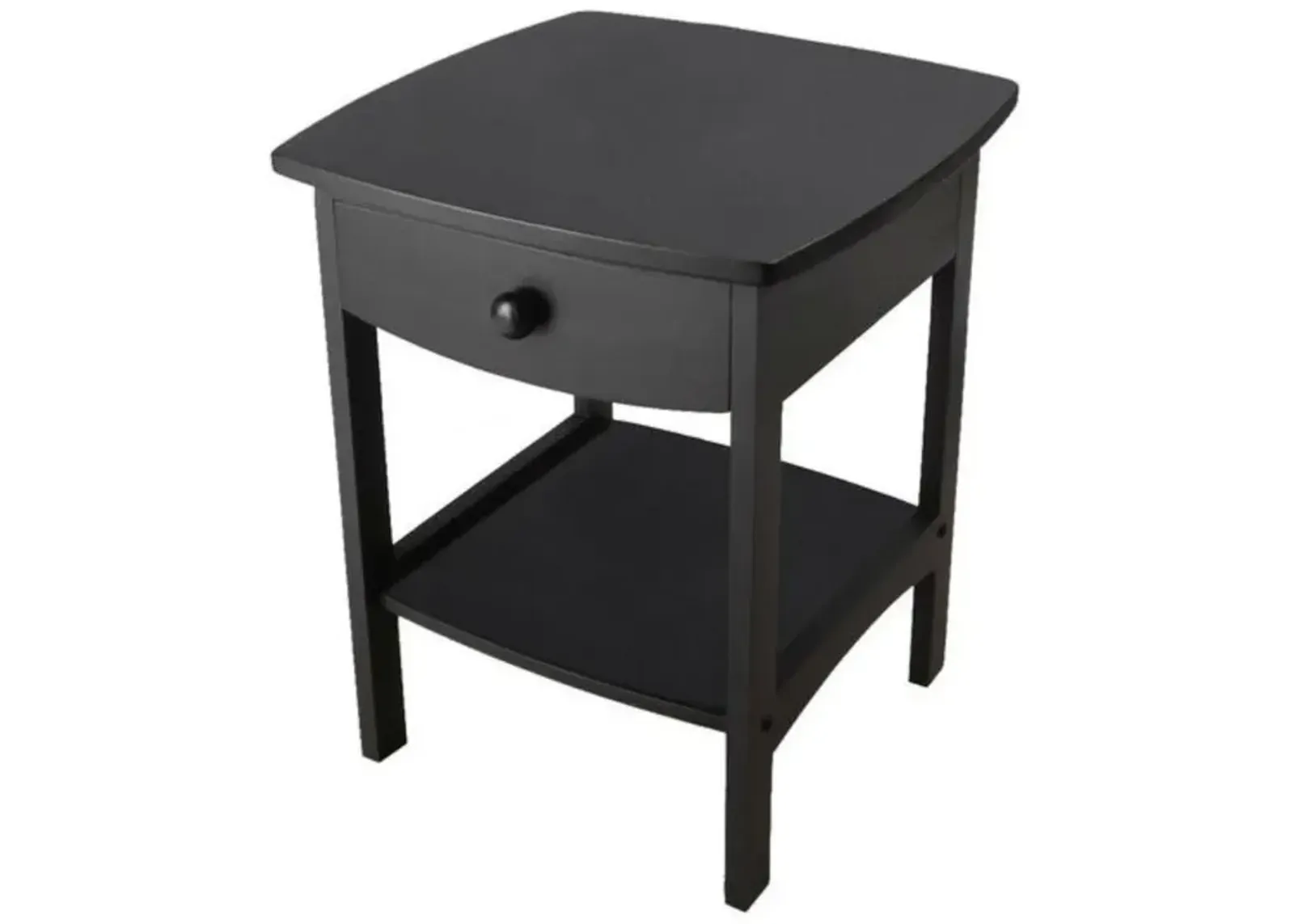 Black 1-Drawer Bedroom Nightstand Contemporary End Table