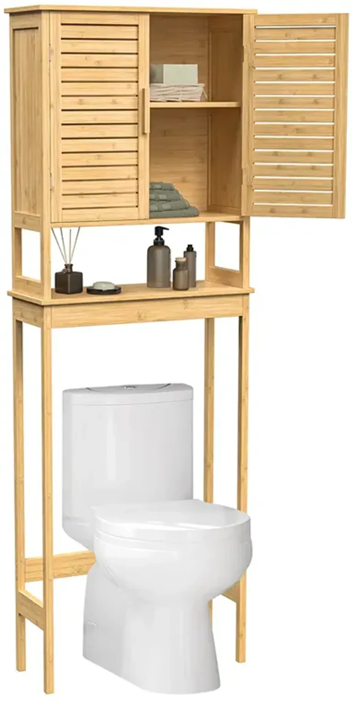 Over-The-Toilet Storage, Bathroom Cabinet with Adjustable Inside Shelf