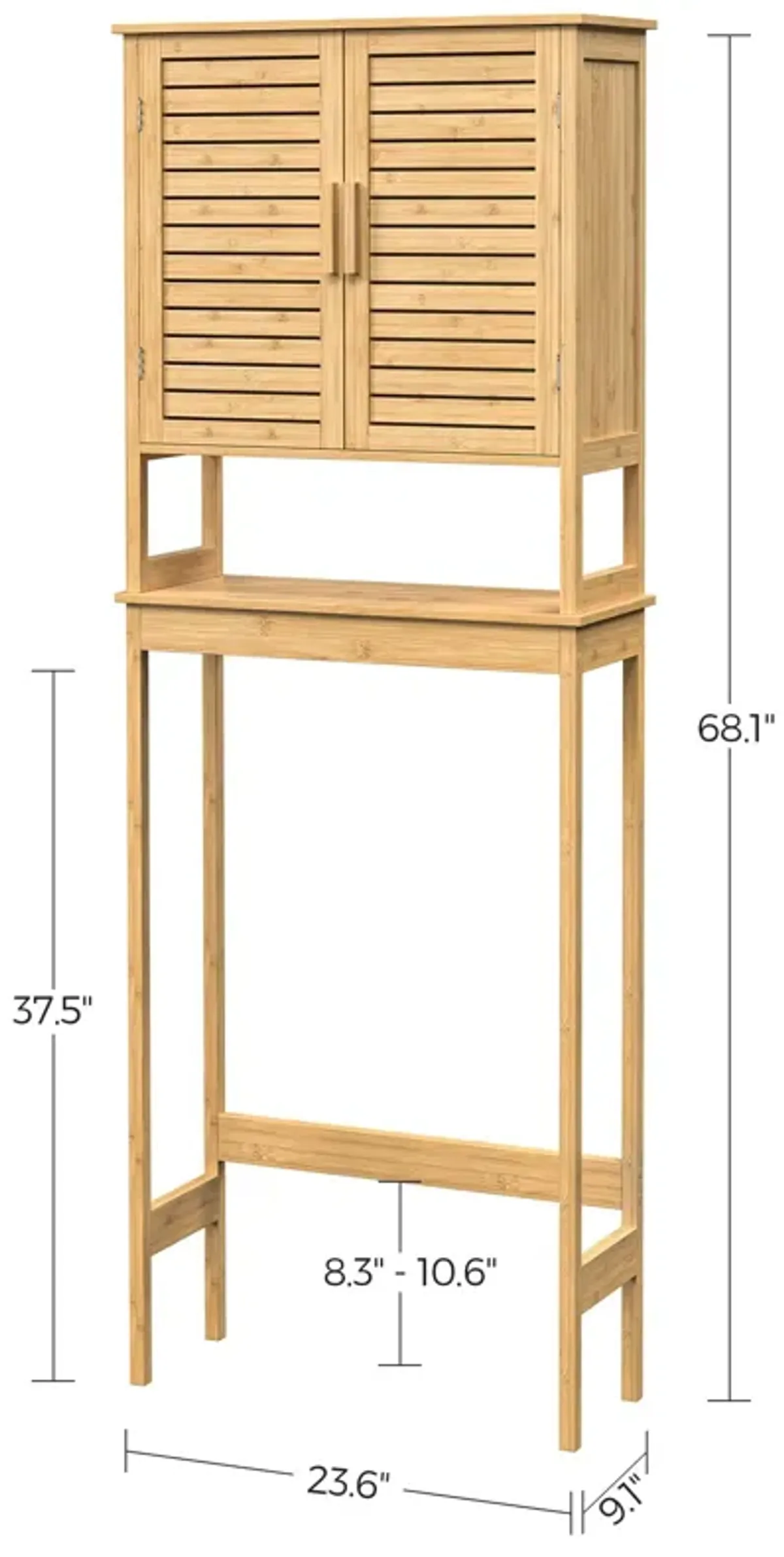 Over-The-Toilet Storage, Bathroom Cabinet with Adjustable Inside Shelf