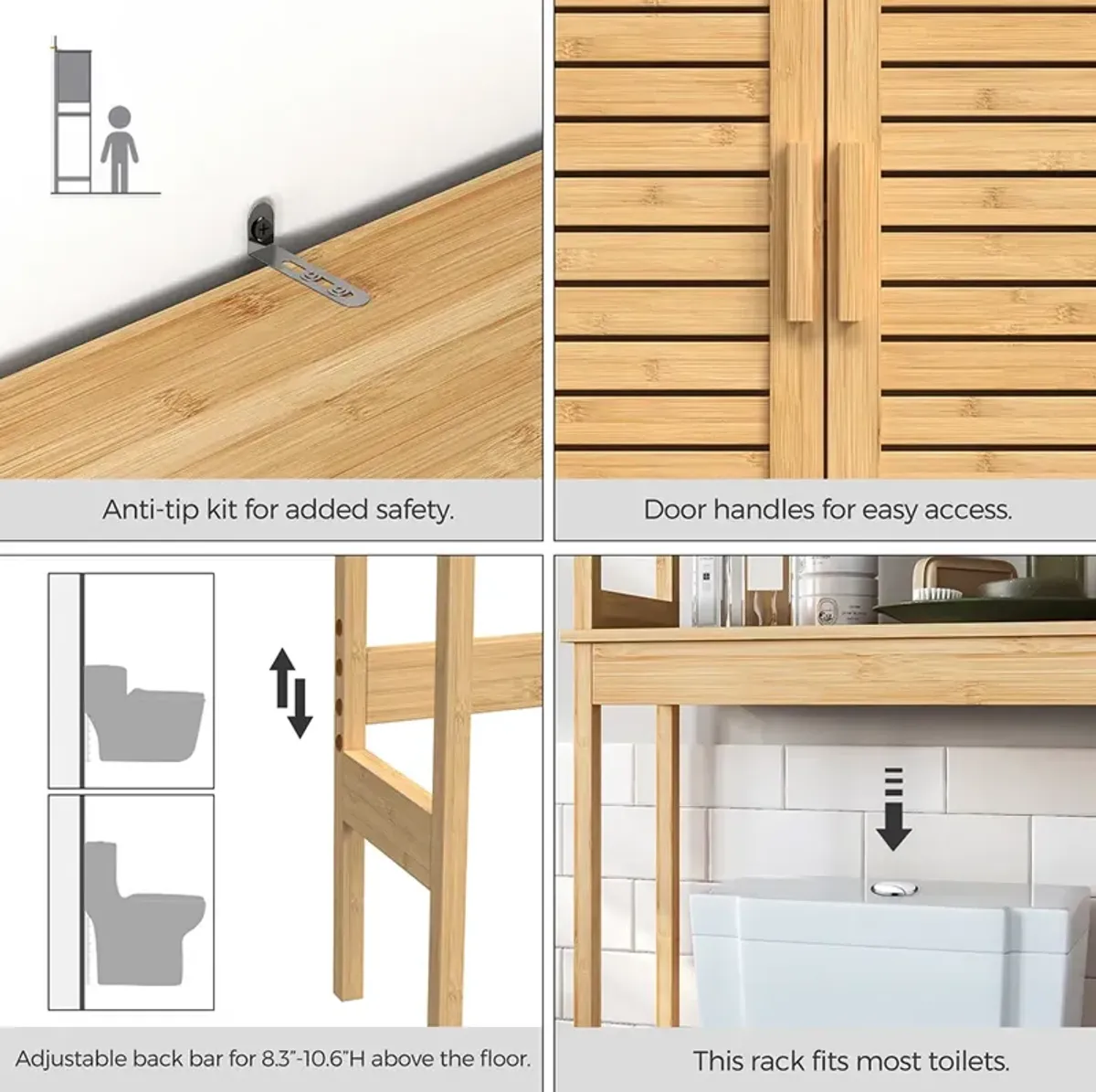 Over-The-Toilet Storage, Bathroom Cabinet with Adjustable Inside Shelf