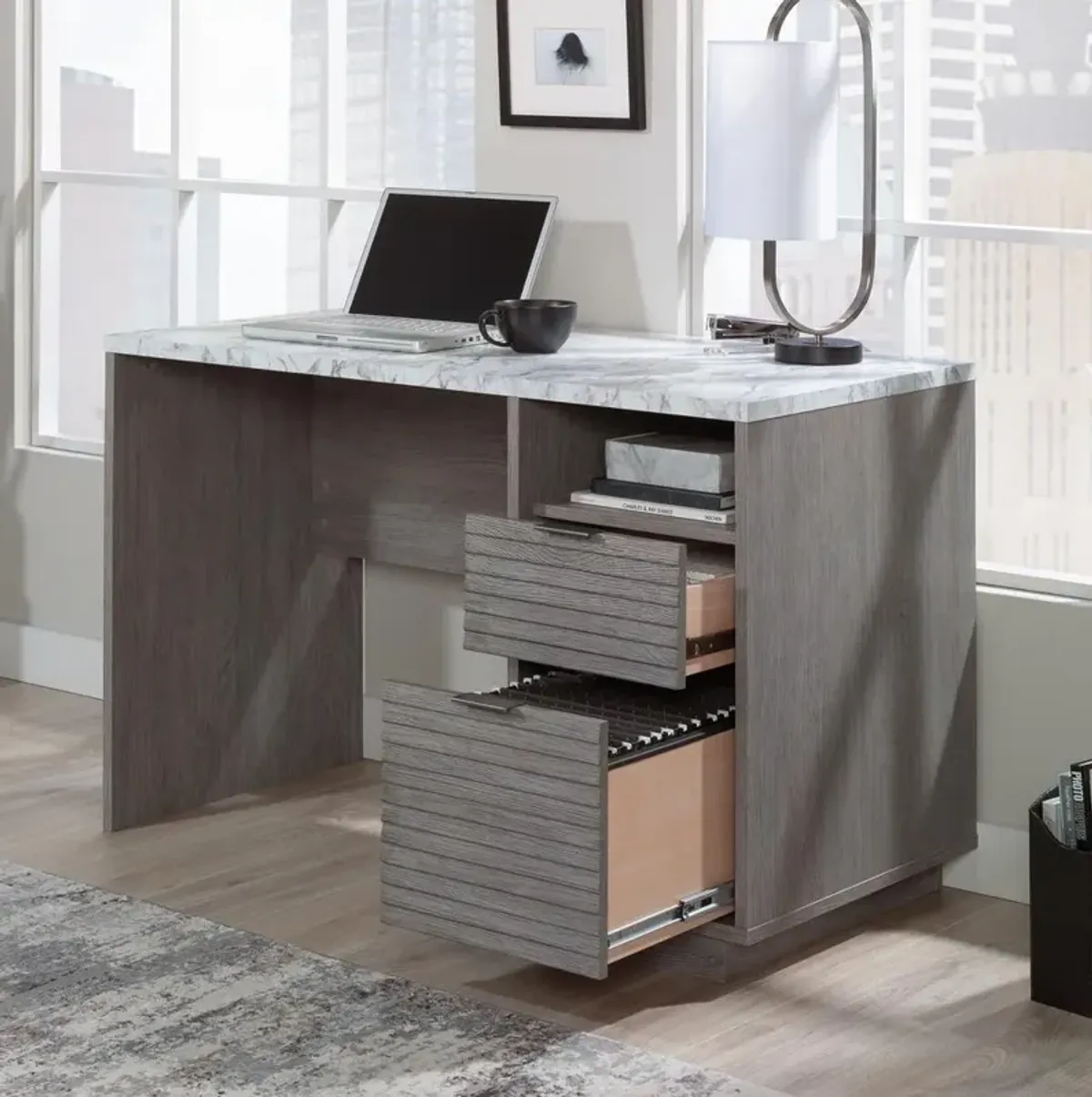 Sauder East Rock Single Ped Desk Ao