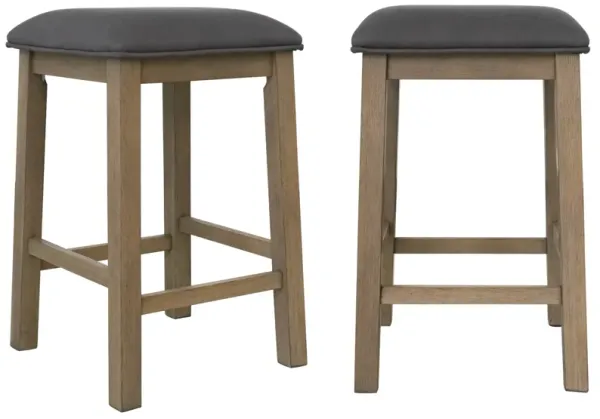 Saunders 25.5 in. Desert Brown Backless Bar Stool with Fabric Padded Seats (Set of 2)