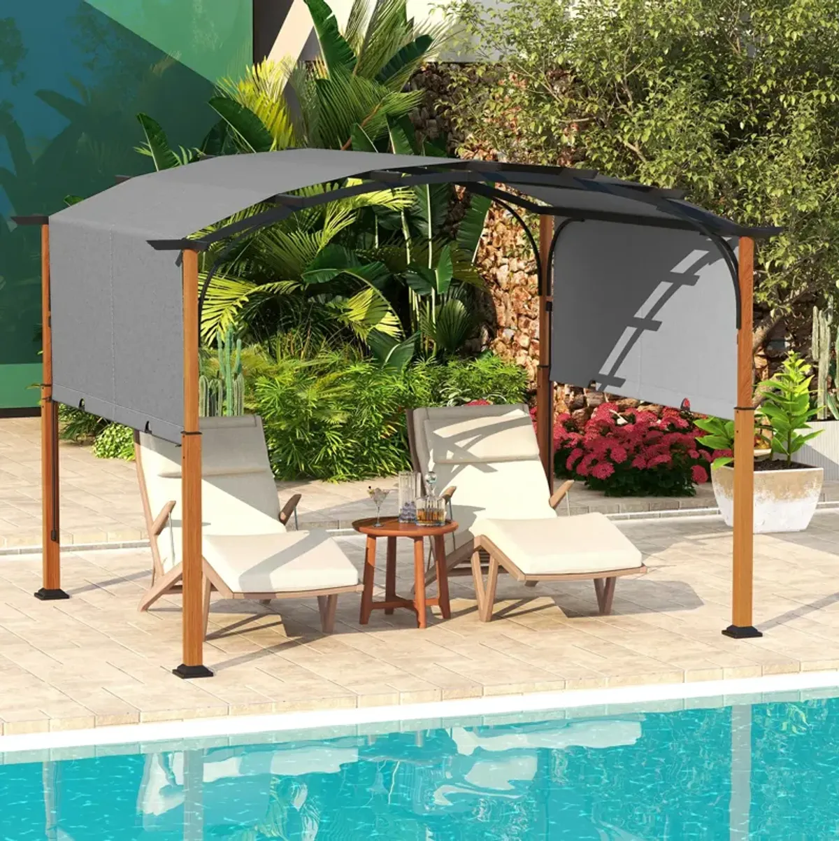 10 x 12 FT Outdoor Retractable Pergola with Retractable Canopy for Patio