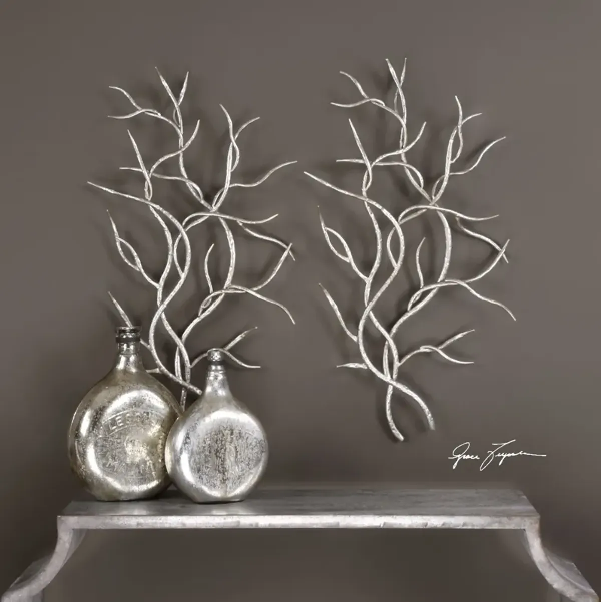 Uttermost Silver Branches Wall Art S/2