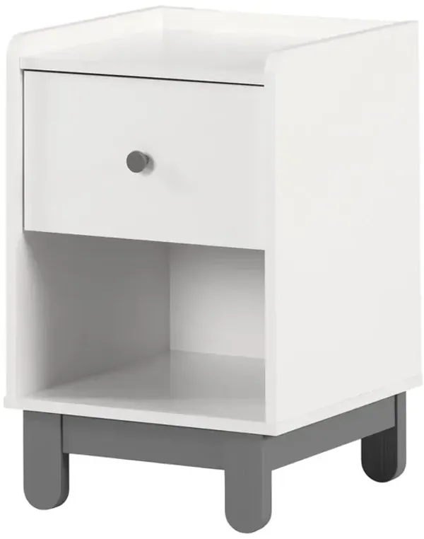 Bebble Nightstand, Soft Gray and White