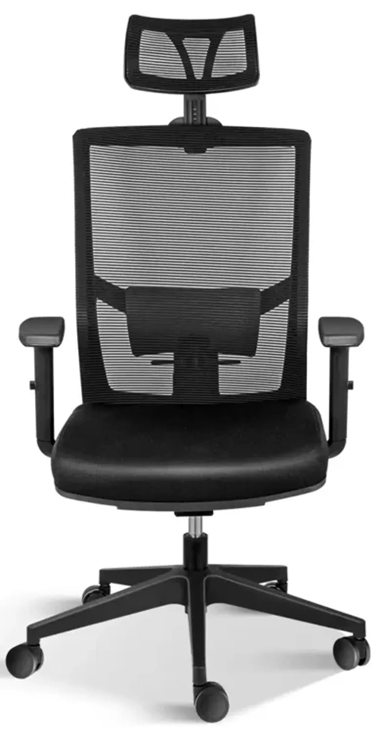 Office Ergonomic Mesh Computer Chair With Wheels & Arms & Lumbar Support, 02B, Black-Pro