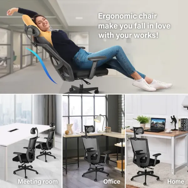 Streamdale Ergonomic Mesh Office Chair with Wheels and Lumbar Support