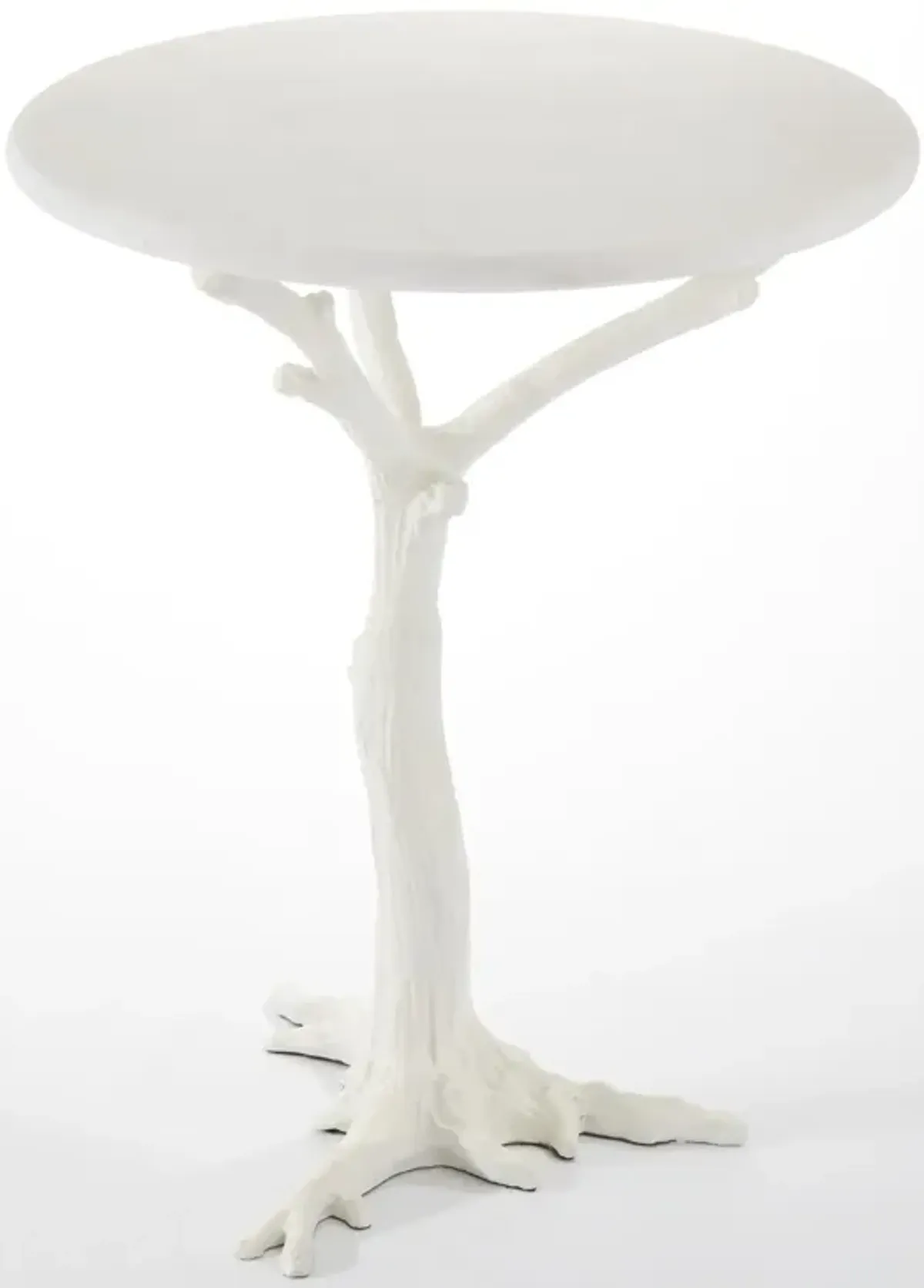 White Faux Bois Side Table